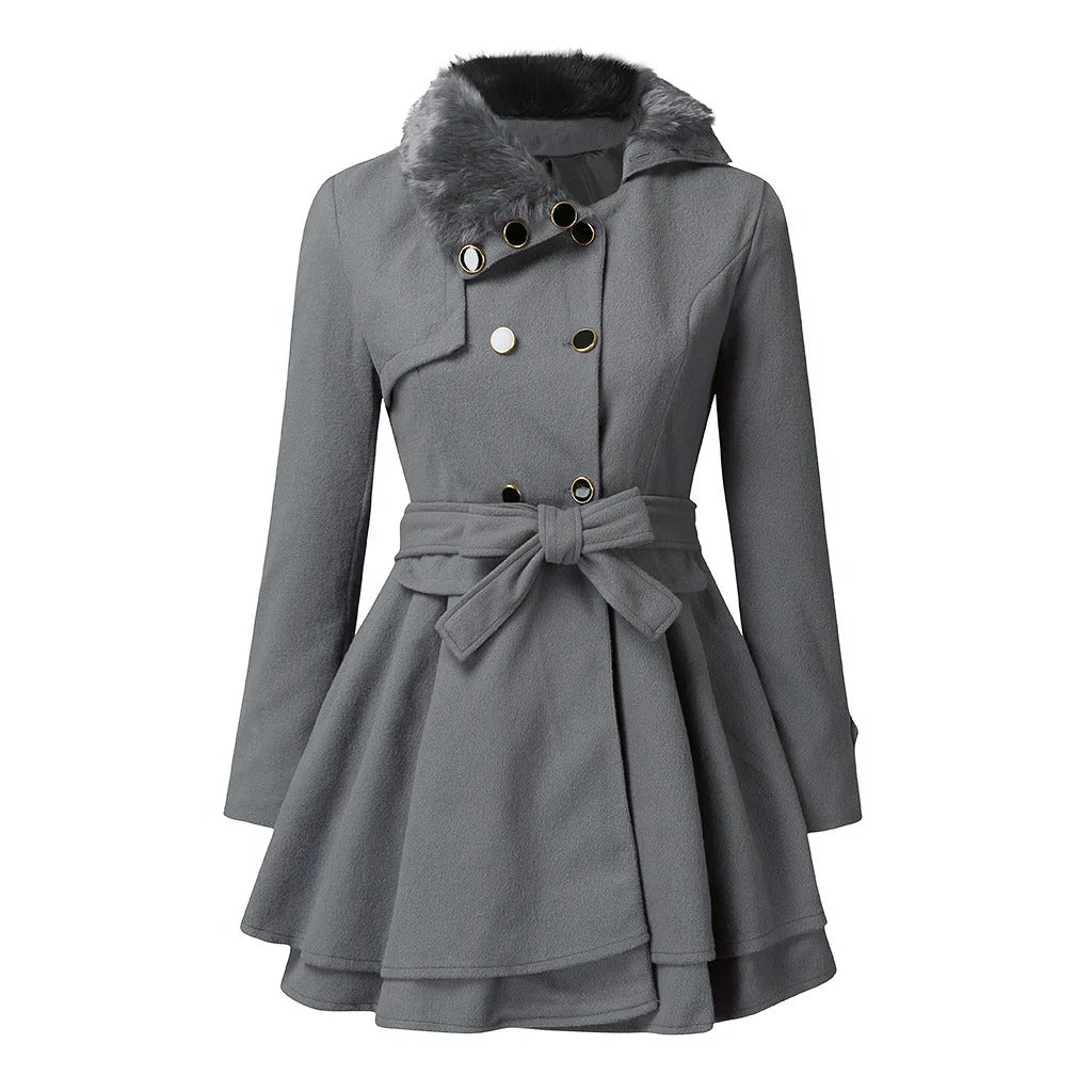 Adriana - Elegante Trenchcoat met Zachte Bont
