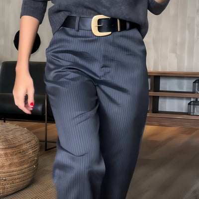 Mathilda - Hooggetailleerde Gestreepte Broek